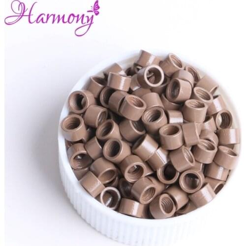 Harmony 4.0*2.7*2.7mm 1000pcs #11 light brown Aluminium Micro rings Beads Links with Screws for I tip hair extensions