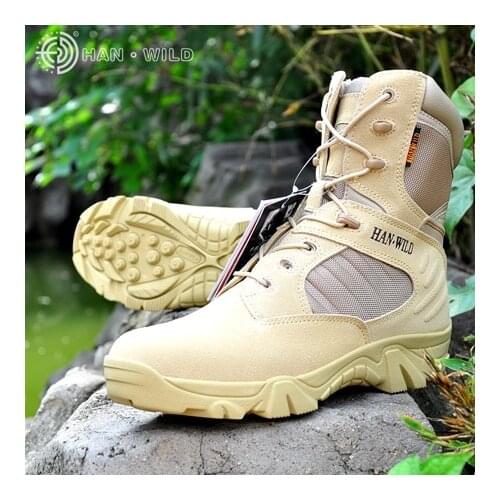 Tactical Army Boots For Men Leather Lace Up Front Military Combat Boots Mens High Top Work Safety Shoes Ankle Boots Men