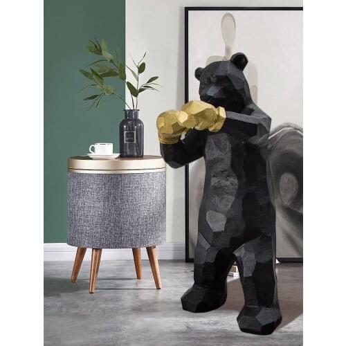 Large boxing bear floor decoration in living room entrance porch is decorated with new house gifts