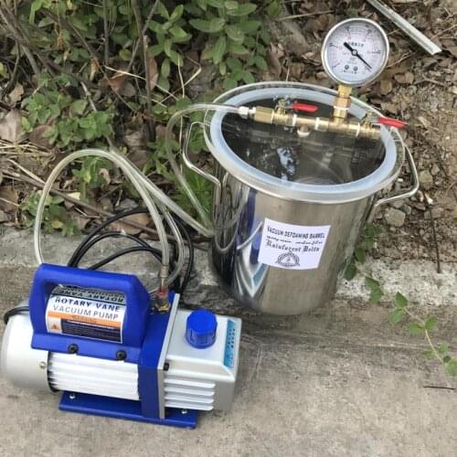 1.6 Gallon Vacuum Chamber and Pump with 2.5/3 CFM 1 Stage Air Vacuum Pump 110V/220V for Resin Stainless Steel Vacuum Chamber