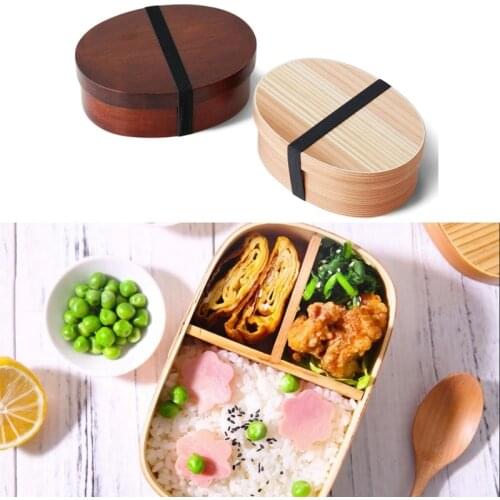 Japanese Wooden Lunch Box Children School Bento Box Sushi Container Lunch Box Containers with Compartments