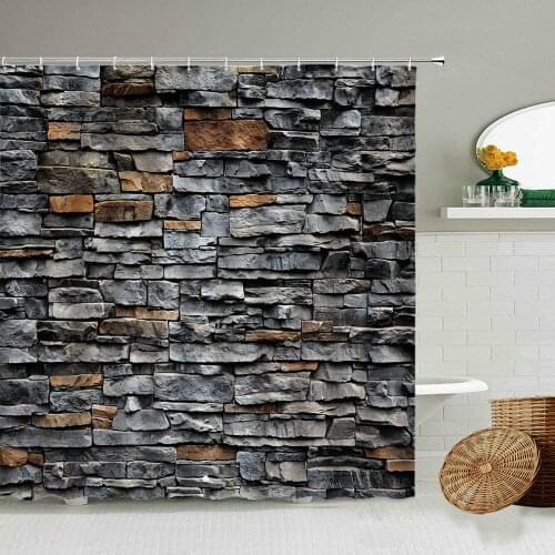 Street Retro Old Stone Brick Wall Shower Curtain European And American Modern Style Bathroom Accessories 3D Waterproof Curtains