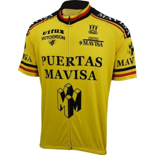 Yellow cycling jersey team old style summer short sleeve bike wear jersey road jersey cycling clothing schlafly