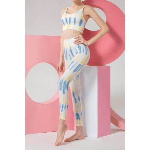Women Yoga Sets High Waist Squat Proof Running Leggings Stretch Seamless Workout Suits Tracksuits Tie Dye Sportswear Fitness Set