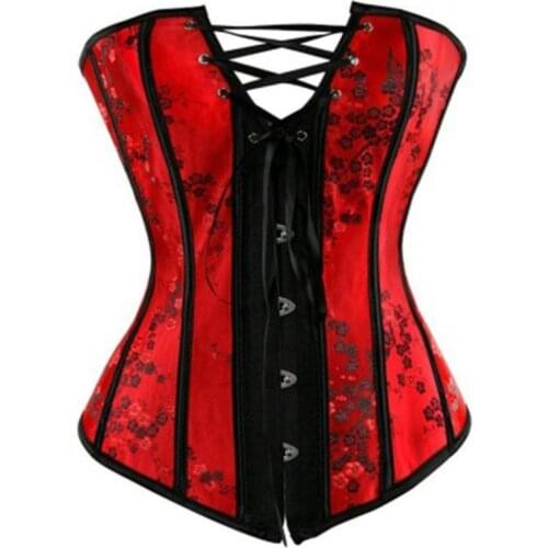 Women Lace corset Overbust Lace up Straps Waist Trainer Halloween Outfit