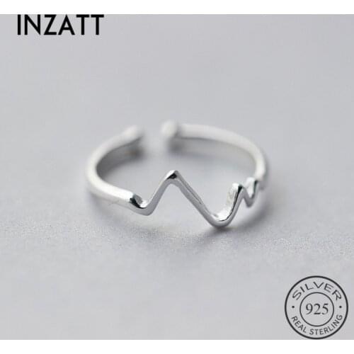 INZATT Geometric Electrocardiogram Creative Wave Ring Charm 925 Sterling Silver Fashion Jewelry For Women Anniversary Day Gift