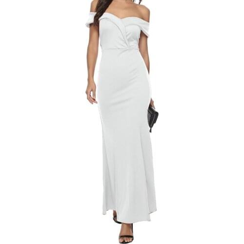 SANWOOD Short Sleeve Women Dress Slash Neck Elegant Off Shoulder Split A-Line Maxi Dress Ladies Clothing Ladies Party Dress