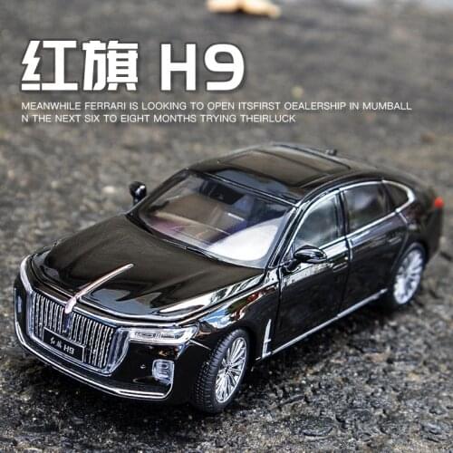 1/32 HONG QI H9 Alloy Car Model Diecasts Metal Toy Vehicles Car Model High Simulation Sound and Light Collection Childrens Gift
