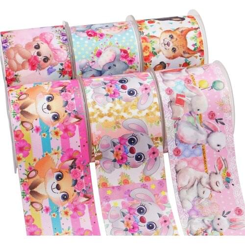 10 Yards 3inch 75mm Cartoon Printing Grosgrain Ribbon For Hair Bows DIY Crafts Handmade Accessories 54962