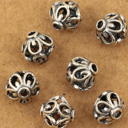 100% 925 Silver Jewelry Beads Vintage Thai Silver Hollow Beads Sterling DIY Bracelet Beads
