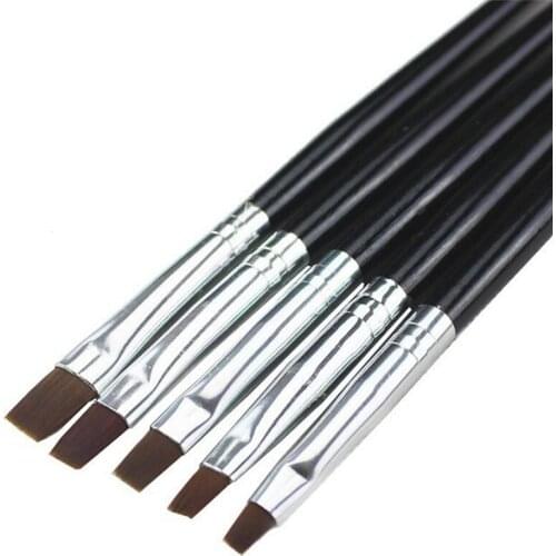 MAKARTT 100set/lot 5 pcs Black Nail Art Brush Set for UV Gel Builder Salon Pen Flat Brush Kit Wholesales G0051XXX