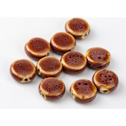 15# 20pcs Round Shape unique Ceramic beads handmade oblate China Ceramics beads #A524A