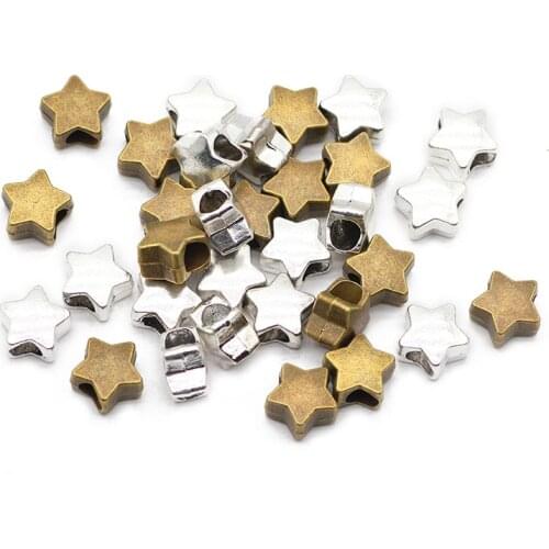 20pcs Alloy Metal Five-Pointed Star Spacer 11mm Charms Bronze Loose Beads For Jewelry Making DIY Bracelet Accessories Findings
