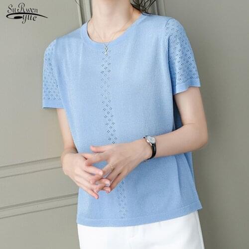 2020 Summer and Autumn New Ice Silk Knit Vest Tops Hollow Out Knit Shirts Thin Bottoming Sling Street Wear Women Clothing 10450