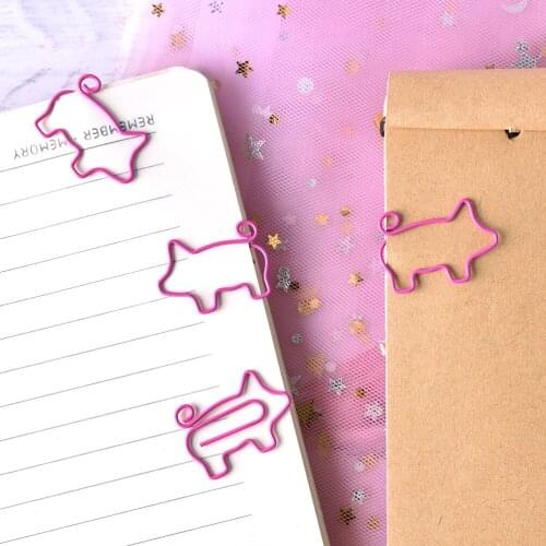 4 Pcs Pink Pig Bookmark Paper Clip Cute School Office Supply Gift Stationery