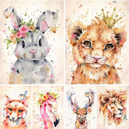 5D Diamond Painting Lovable Animal Lion Panda Full Rhinestones Drill Cross Stitch Kits Home Decor Kids Gift Art Mural Painting
