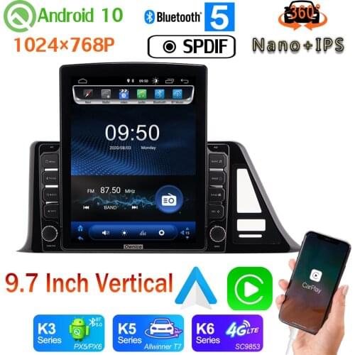 9.7" Tesla Style PX6 4+64G GPS Android 10.0 Nano+IPS Radio Head Unit For Toyota C-HR CHR 2016-2020 CarPlay 360 Camera Car Media