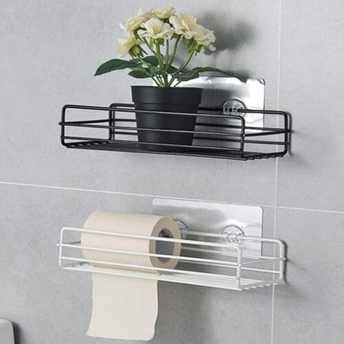 1PC Stainless Steel Bathroom Paper towel Holder Organizer Shelf Wall Vacuum Suction Cup Sponges Storage Basket Kitchen Towel