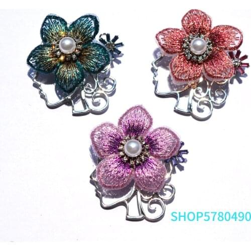 Elegant Rhinestone Brooches for Women Fabric Flower Pearl Pin Ladies Sweater Garments Bridal Brooch Accessories Vintage Jewelry