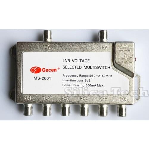 Gecen 2x6 13V/18V 2 in, 6 out Satellite LNB V/H multi-switch MS-2601