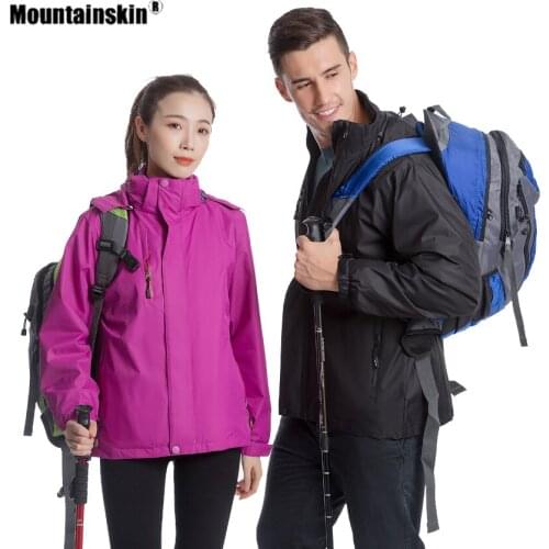 Mountainskin Men Womens 2 Pcs Hiking Jackets Outdoor Sport Breathable Man Windbreaker Camping Climbing Trekking Male Coat VA568