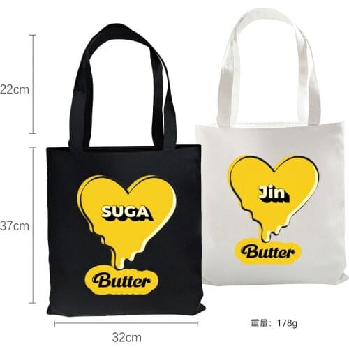 Kpop Boys Canvas Bag Toy New Album Butter Jimin Suga Jin Rm Jungkook Jhope V Love Heart Shopping Bag Canvas Sack Toys Gift