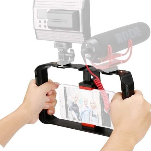 Mobile Phone Frame Handheld Camera Holder Smartphone Radio Rig (Black Red)