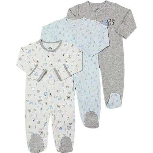 3Pcs/lot Baby Boys Rompers Infant Newborn Long Sleeve Sleepsuit Girls Romper Cartoon Jumpsuit Baby Pajamas 0-12Months