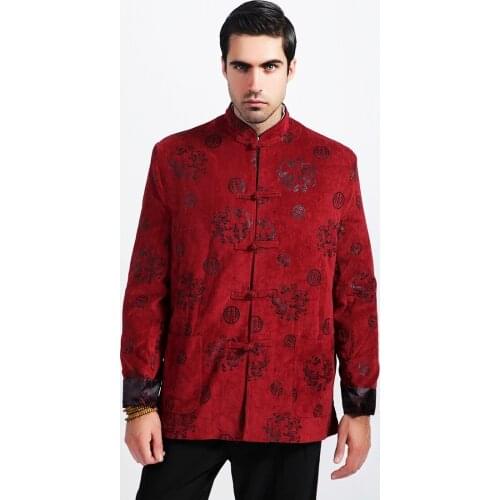 Top Selling Autumn Winter Padded Jacket Burgundy Chinese Men Coats Thicking Outerwear Size S M L XL XXL XXXL