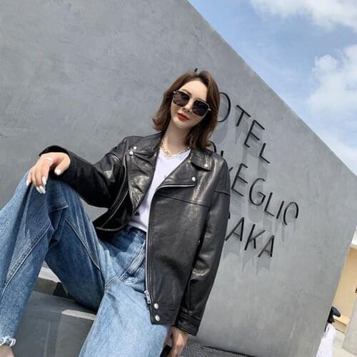 Spring Autumn Black Faux Leather Jacket Women Coat Korean Casual Loose Motorcycle Biker Jacket Female Streetwear Chaqueta Mujer