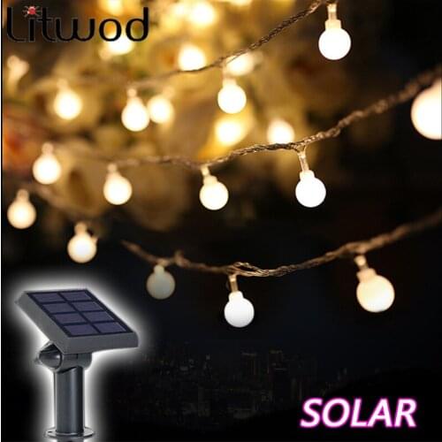 Solar Lamps Outdoor Lighting String 50 Beads 7 Meters Bulbs Led Starry Rope Patio Decor Fairy Icicle Holiday Light Christmas