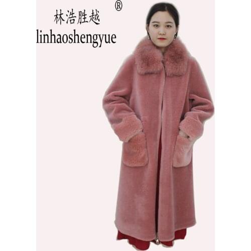 Linhaoshengyue 2020 Spring New Fashion Women Blends Wool 110cm Long Coat Spring Autumn Winter Fashion Freeshipping