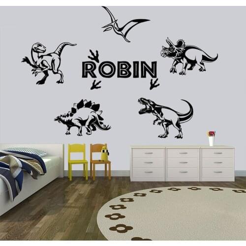 Dinosaurs Name Jurassic park wall decal custom Name Decal Custom Boy Room decor Dinosaur Nursery Decor Vinyl Sticker HY866