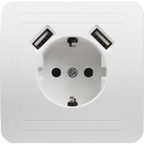 German standard European standard USB wall socket can charge mobile phones Dual USB ports 5V 2A Usb TDM EKF IEK Universal B001