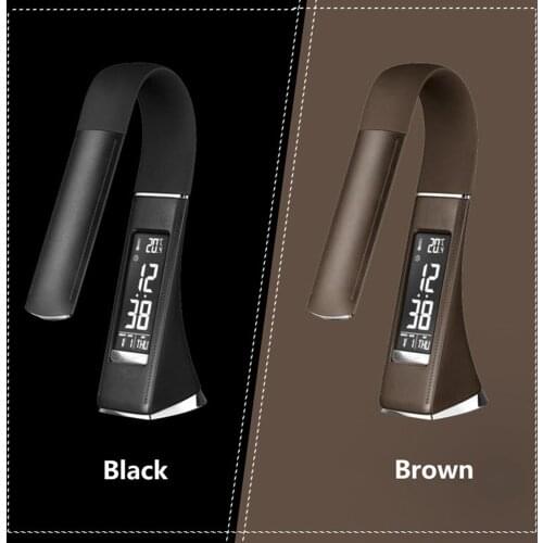 LED Desk Lamp 5W USB Charging Port Table Light Touch Control Dimmable Burner Built-in Clock, Calendar Thermometer