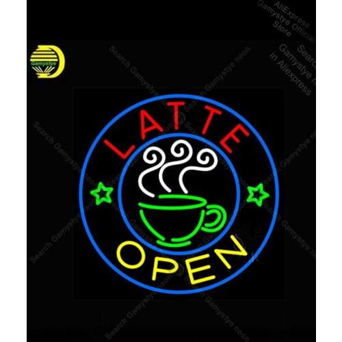 Neon Sign Red Latte Open Neon Sign Real Glass Tube Coffee Room Display Neon Lights Outdoor Wall Light Tube Glass Neon bud light