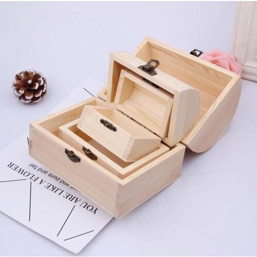 New Vintage Solid Natural Wood Arched Wooden Box Large and Medium DIY Clay Painted White Blank Handmade Wood Box