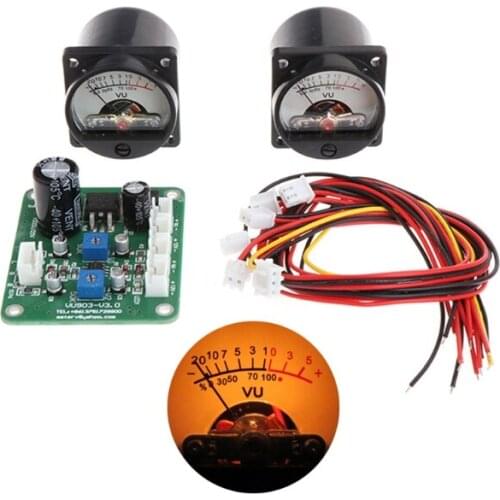 2 Pcs VU Panel Meter Warm Back Light Recording+Durable Driver Board Module+Cables