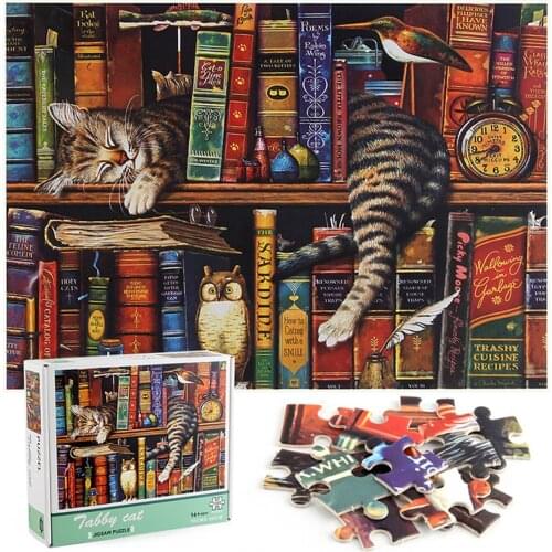 Jigsaw Puzzle 1000 Piece Napping Kitten Flower Sea Thick Paper Puzzles Game Children Baby Early Educational Toy Gift