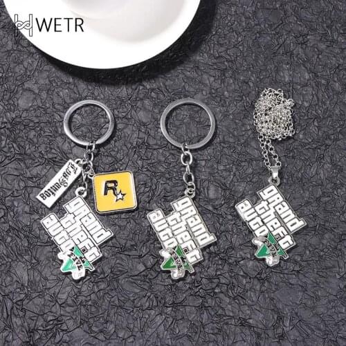 Muti-Pendant Key Holder Game Accessories GTA Metal Keychain Mens Car Pendant