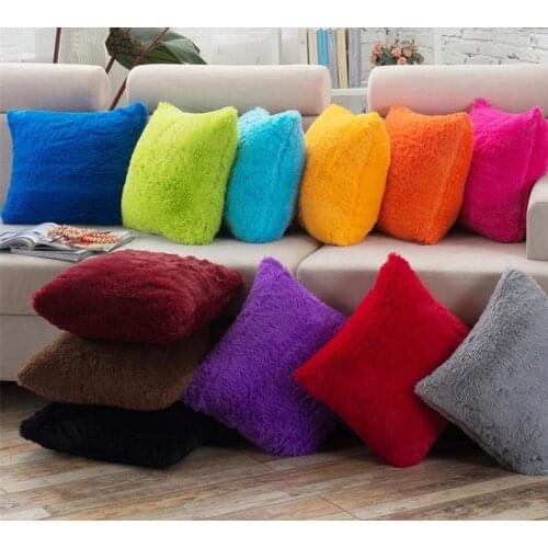 Hot Sale Soft Plush Faux Fur Wholesale Decorative Cushion Pillowcase Throw Pillow For Sofa Car Chair Hotel Home Decoration
