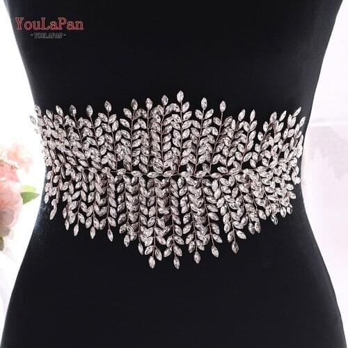 TOPQUEEN SH238-RG Rose Gold Jeweled Belt Wedding Dress Belt Rhinestone Belts for Women Formal Belt for Women Dresses Bridal Sash