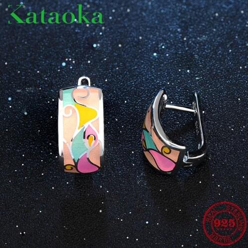 2018 Fashion 100% 925 Sterling Silver for Women Gift DIY Colorful Enamel fine Clip Earrings Beautiful curve Party Jewelry