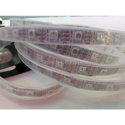 [Seven Neon]Free shipping DC5V WS2812B led pixel srip,IP67,60pcs WS2812B/M with 60pixels;white PCB, in silicon tube,only 4PIN
