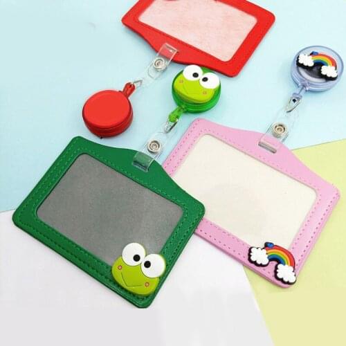 Cartoon Animals Silicone Card Case Holder Bank Credit Card Holders Students Bus ID Holders Identity Badge With Retractable Reel