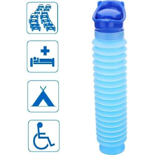 Adult Emergency Blue Urinal 750ml Portable Male And Female Outdoor Activities Retractable Emergency Urinal Urinal Bottle
