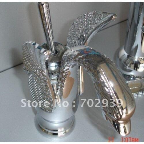 Free shipping chrome finish bathroom basin sink swan faucet single hole SWAN LAVatory MXER TAP