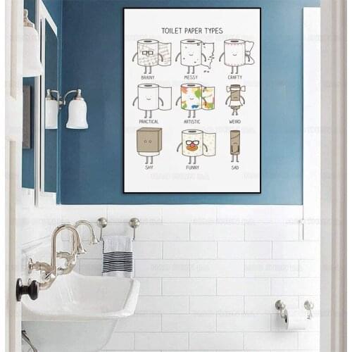 Toilet paper types Poster Canvas Painting Cute Posters and prints Cuadros Wall Art Picture for Living Room bathroom Home Decor