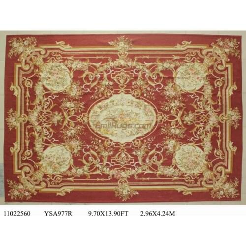 Woven Upholstery Fabric Folk Art Wool Rug Carpet Antique French Aubusson Husbandry Agrarian Pastoral Scene Carpet Panel