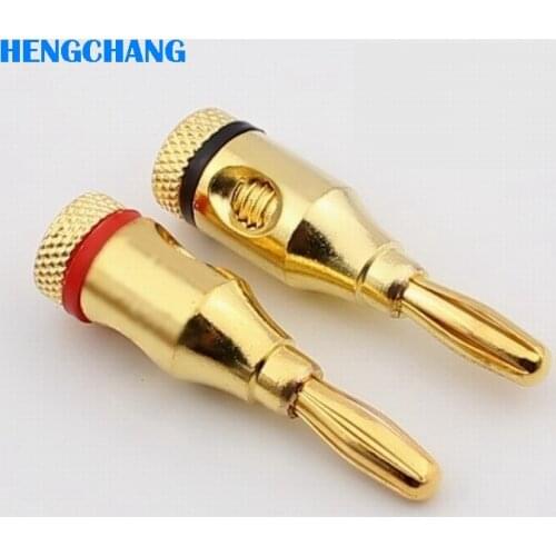 High quality large current copper Gold-plated 4mm banana plug for power amplifier audio system plug 10pcs/lot
